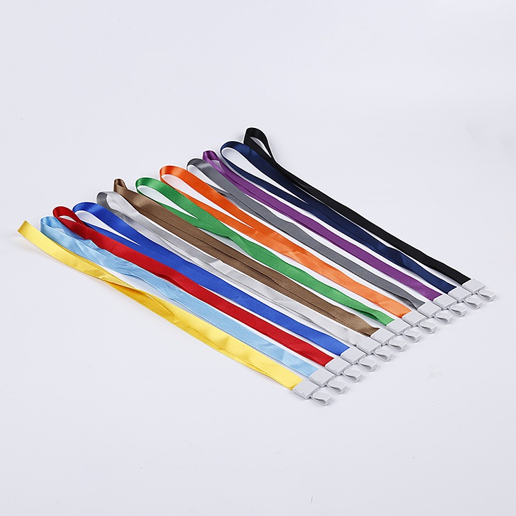 Mysterygirl - Tali Lanyard Lebar 1.5CM Polyster Nylon Polos Gantungan ID Card Nama Tag Card Holder Plastik