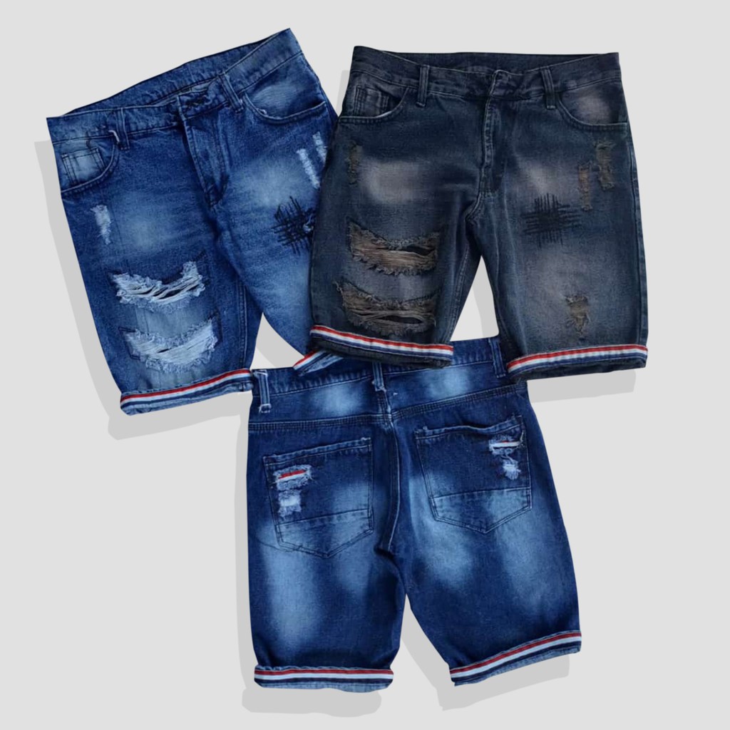 Celana Jeans Pendek Riped biru / Jeans pendek Motif sobek Jeans original distro terbaru WISKER