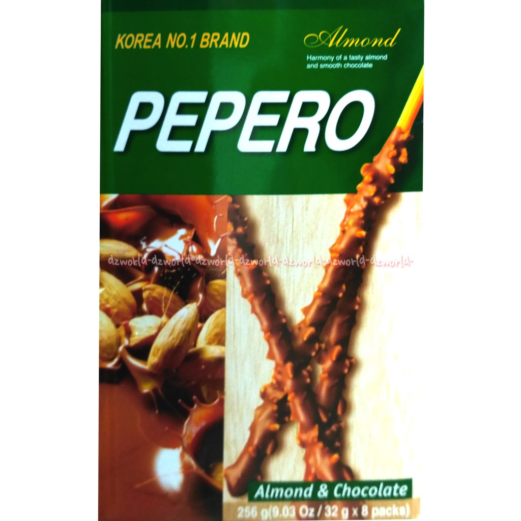 Pepero Almond 256gr Chocolate Biskuit Peperro Coklat Lotte Cemilan Korea Jumbo Peppero Stick Stik Coklat