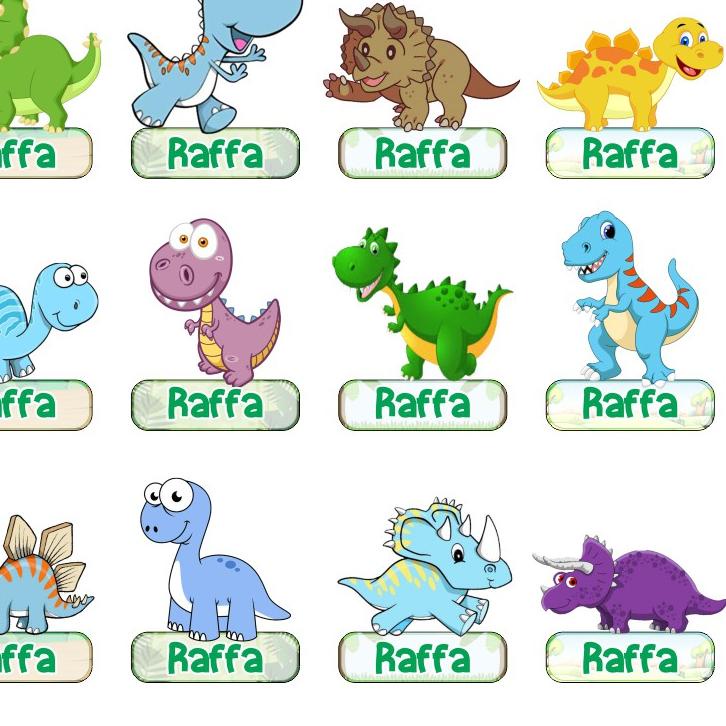 

➙ STIKER LABEL NAMA WATERPROOF FUNGKY DINOSAURUS ㊰