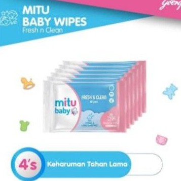 Tissue/Tissu/Tisu Basah Mitu Baby Sachet Mini 4 sheet