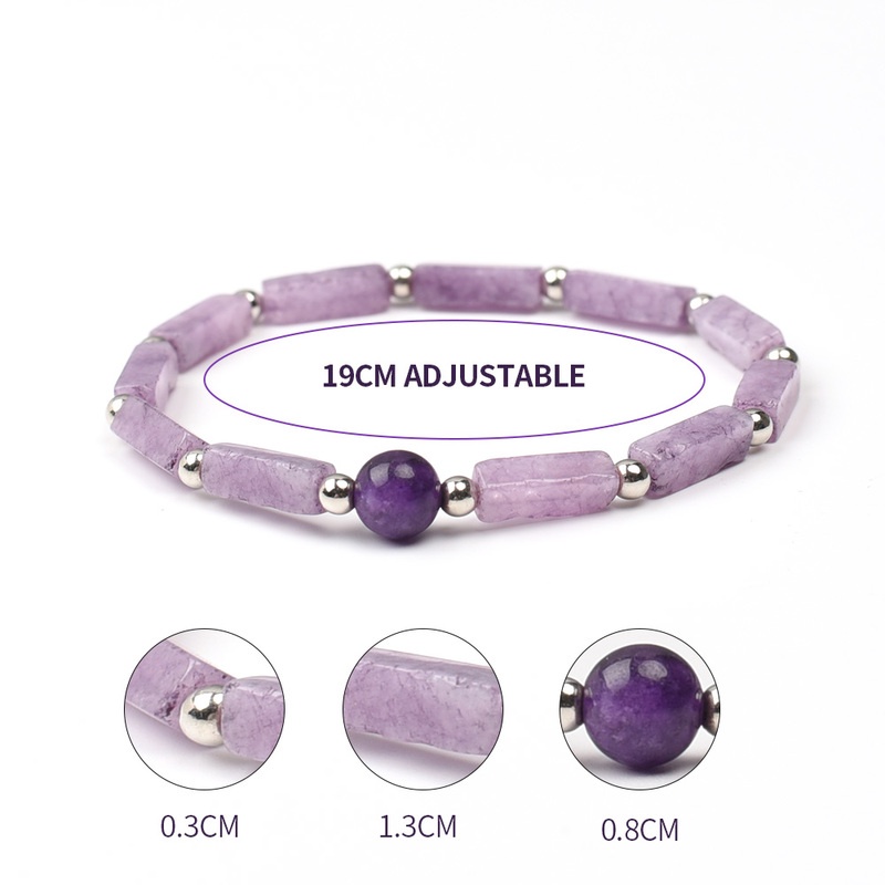 Gelang Manik-Manik Kristal Amethyst Stretch Untuk Wanita