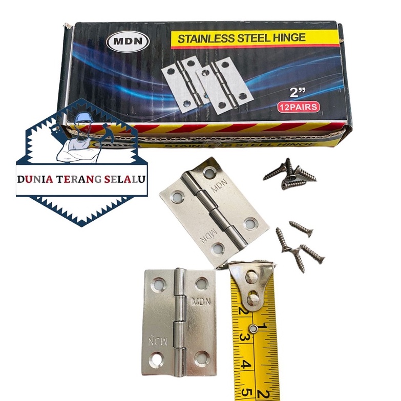 ENGSEL TIPIS Stainless MDN 2'' - Engsel Stenles Kupu Mini Kecil 2in - Engsel Lemari Tipis Engsel Kupu Kupu 2inch Stainless Steel Hinge