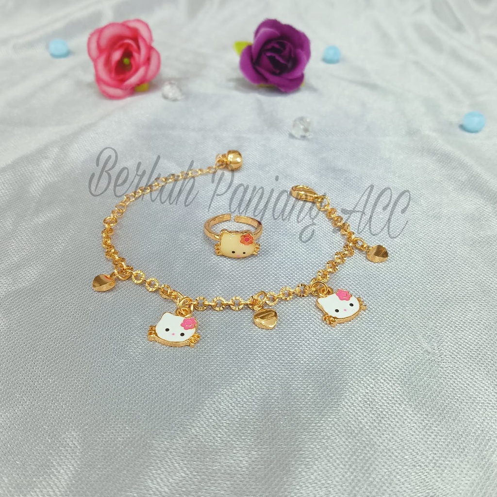 SET ANAK Gelang jurai+Cincin perhiasan super berkelas fashion korea anti karat dan anti luntur