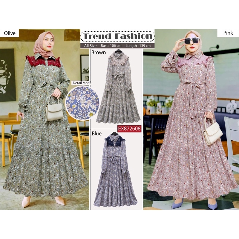 Gamis bunga brukat shevia extu