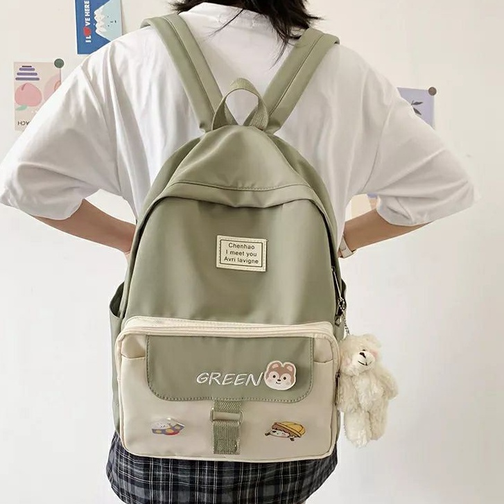 MOEZHA TAS _11.11 BIG SALE TAS SEKOLAH REMAJA PEREMPUAN SD SMP SMA SMK FASHION KOREA TAS ANAK SMP SMK KOREA BLACK ARMY