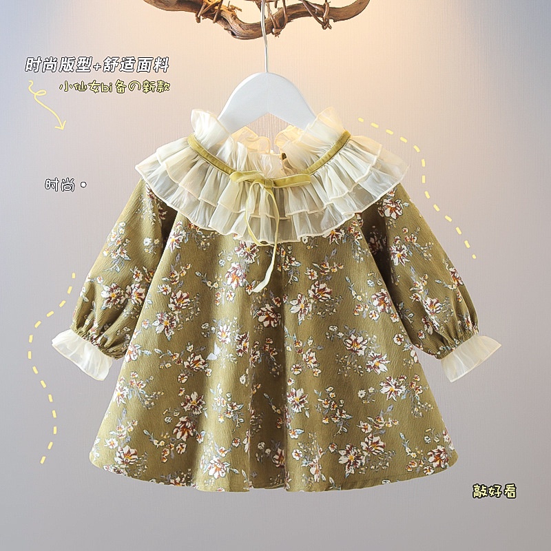 0-3TH NEW ARRIVAL DRESS ANAK BAYI BERLENGAN PANJANG / DRESS PESTA ANAK BAYI SUPER HIGH QUALITY-DRESS BUNGA LACE IJO