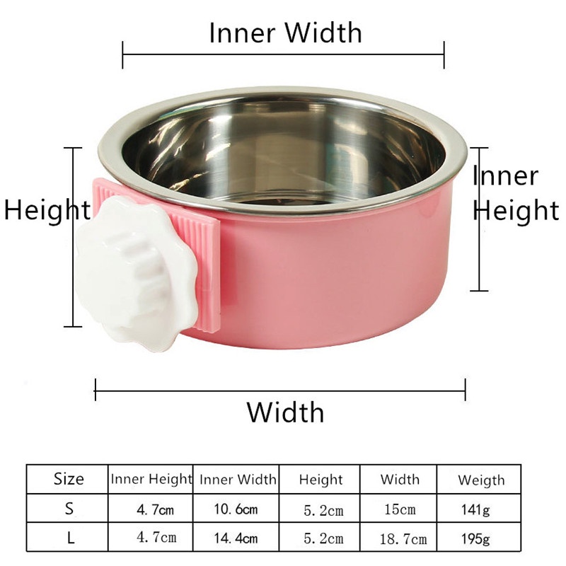 Pet Bowl Stainless Steel Dog Cat Feeder Cage Hanging Mangkuk Tempat Makan Minum Kucing Anjing