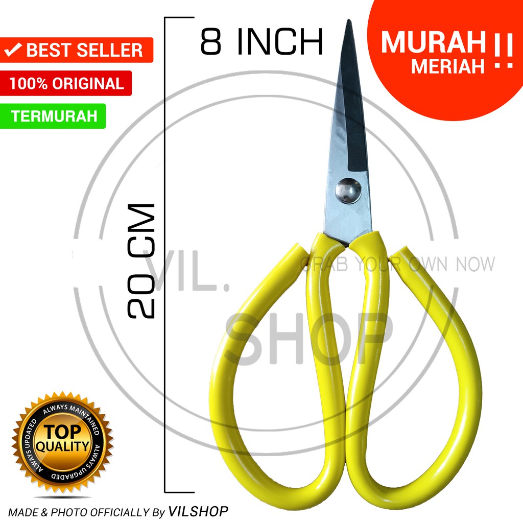 

GUNTING SERBAGUNA 8" 20 CM / GUNTING KAIN / GUNTING SENG / GUNTING KARET BAN / GUNTING KODOK KULIT