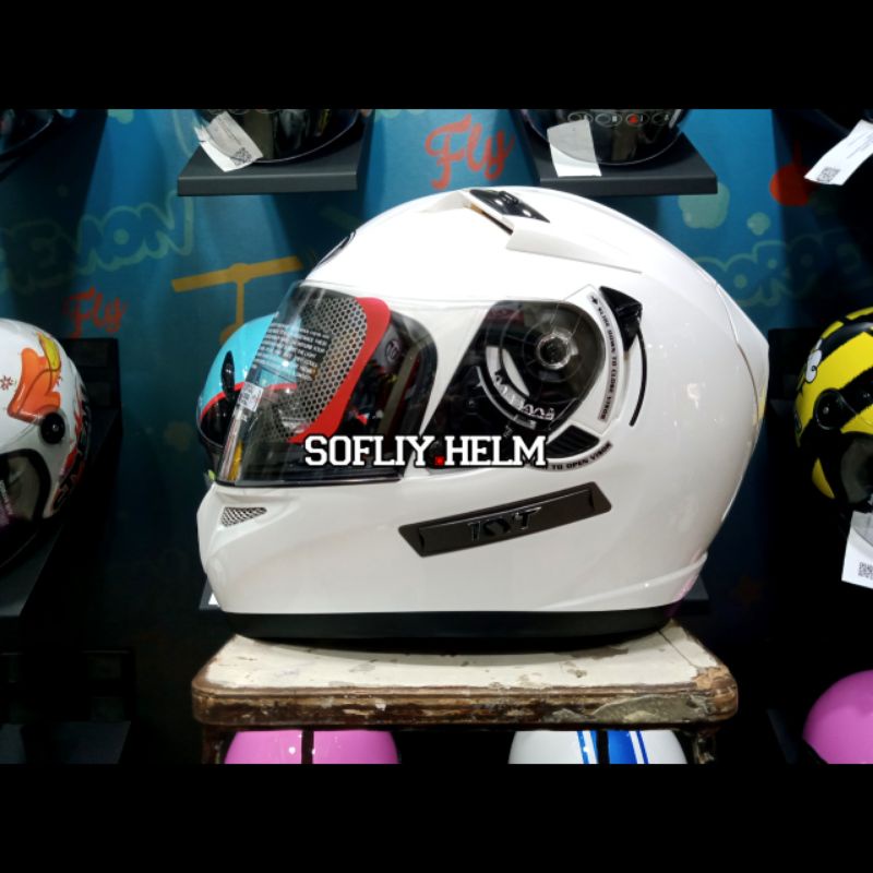 KYT K2 RIDER SOLID WHITE DOUBLE VISOR KYT HELM K2R FULL FACE