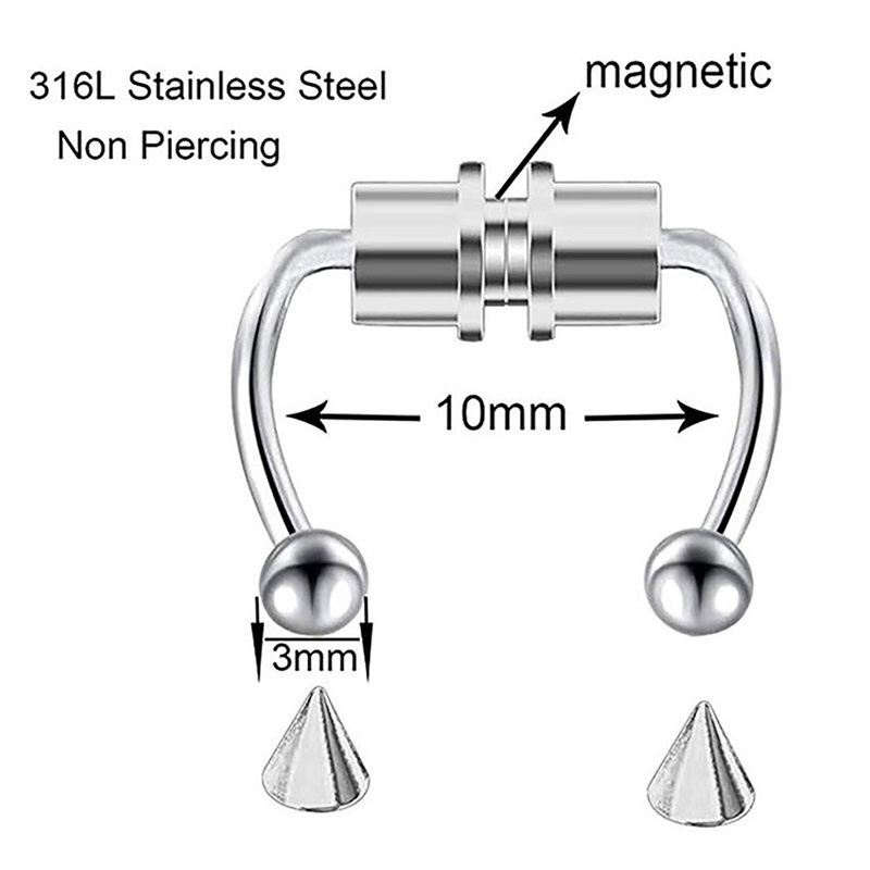 [ACKER] Magnetic Septum Horseshoe Cincin Hidung Palsu 316L Stainless Steel Faux Septum Rings Non-piercing Klip di Hidung Cincin