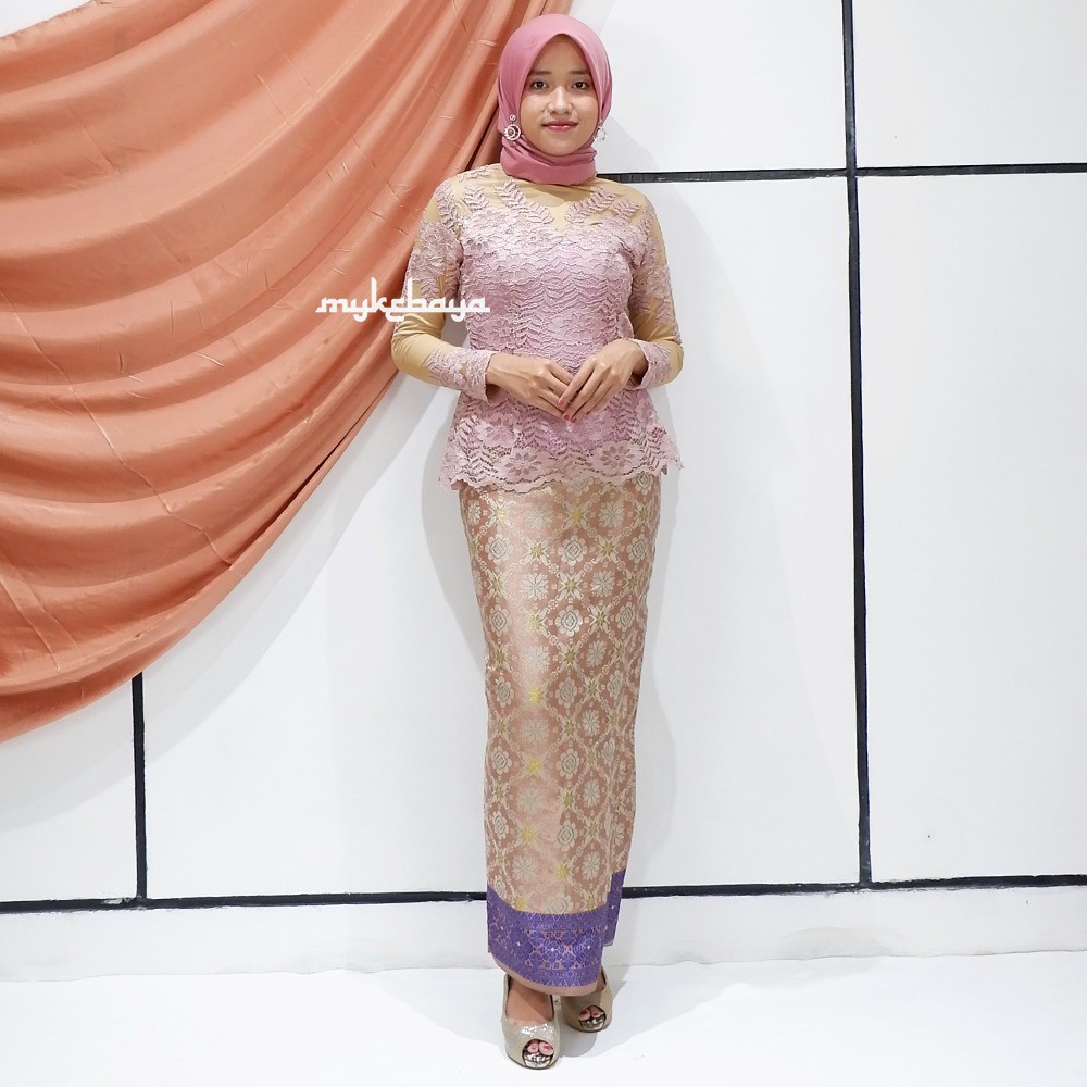 Terbaru Kebaya Sabrina Brokat Set Rok Songket Cantik Busana Kebaya Wanita Modern Kekinian