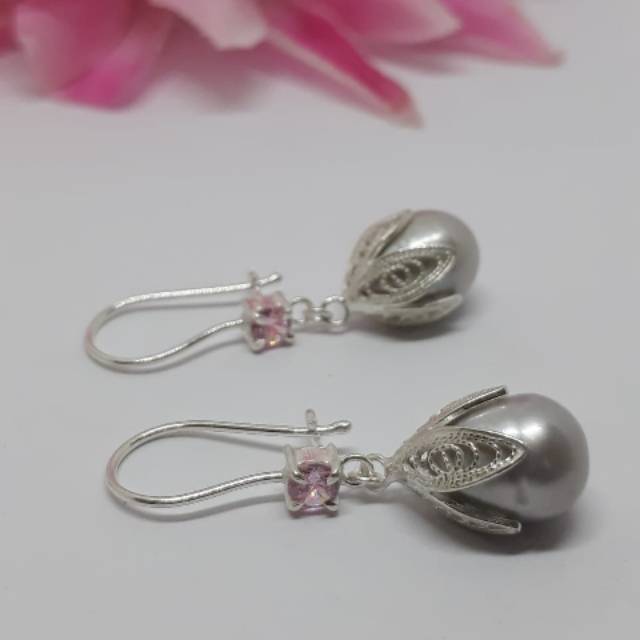 Anting perak 925 model kendari mutiara lombok