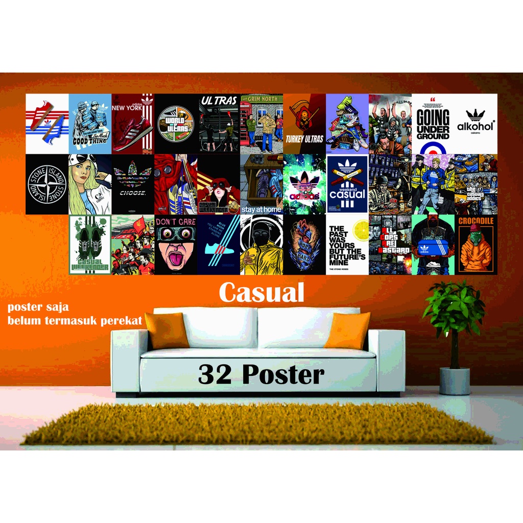 Poster Aesthetic, Poster Dinding Kamar Aesthetic, Casual, isi 32 Poster