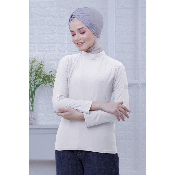 Manset Baju Dalaman Wanita Oversize Lengan Panjang Turtleneck Polos Bahan Rayon Premium Adem Kekinian / Kaos Spandek Pria Wanita Size L XL Warna Navy Putih Terbaru