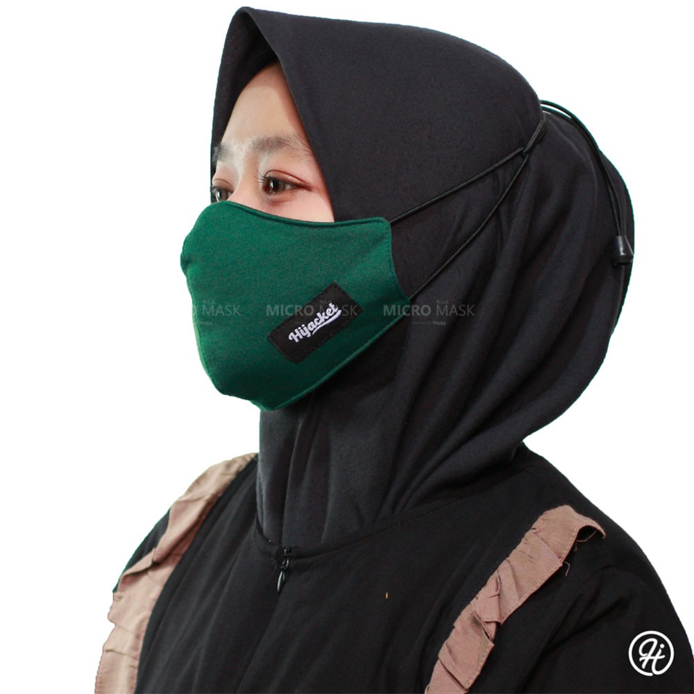Masker Kain Headloop Pria Wanita Cowok Cewek Hijab Friendly Tali Karet Elastis Hitam Keren Hijacket-HIJAU