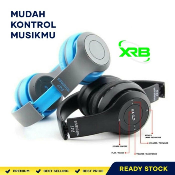 Airpod HEADPHONE BLUETOOTH JBL P47 PURE BASS | HEADSET BLUETOOTH JBL P47 PRO - P47, Hitam termurah m
