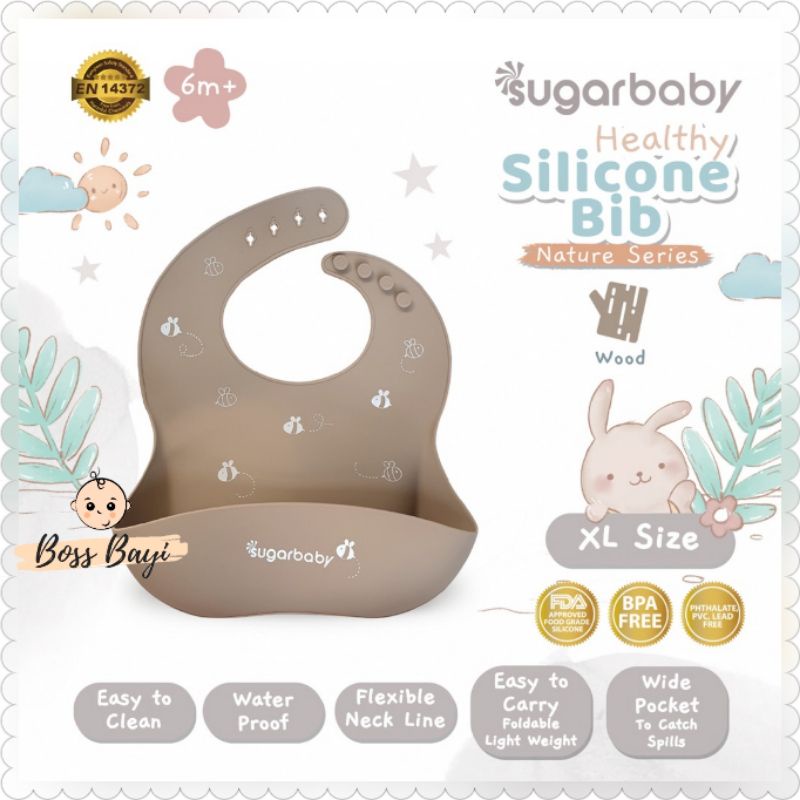 SUGARBABY Healthy Silicone Bib Nature Series /Celemek Makan Bayi Anak Silikon Sugar Baby