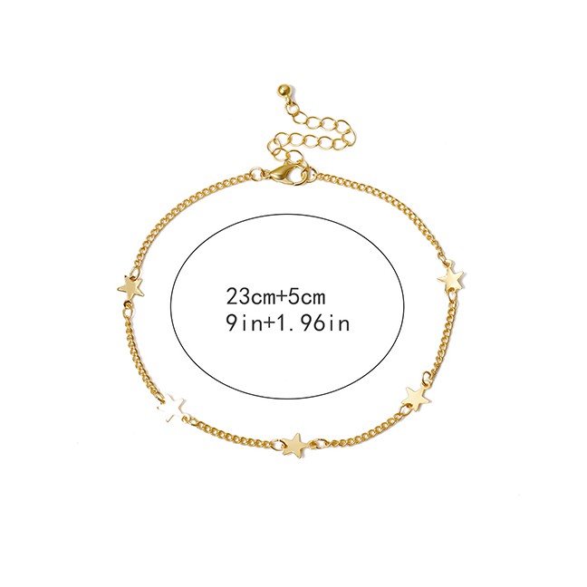 LRC Gelang Kaki Fashion Five-pointed Star Tassel Single Layer Geometric Anklet K34932