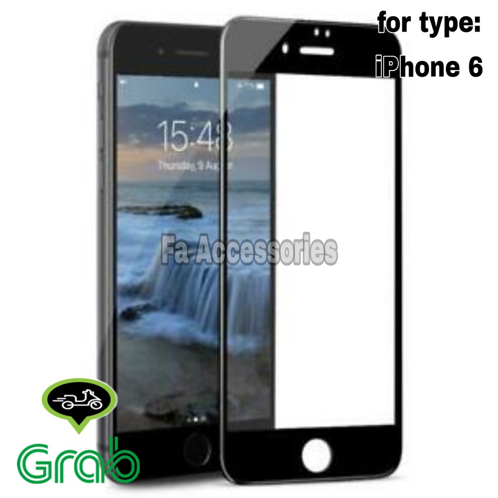 Tempered glass 5d full lem Iphone 6 6s iphone hitam screen protector guard