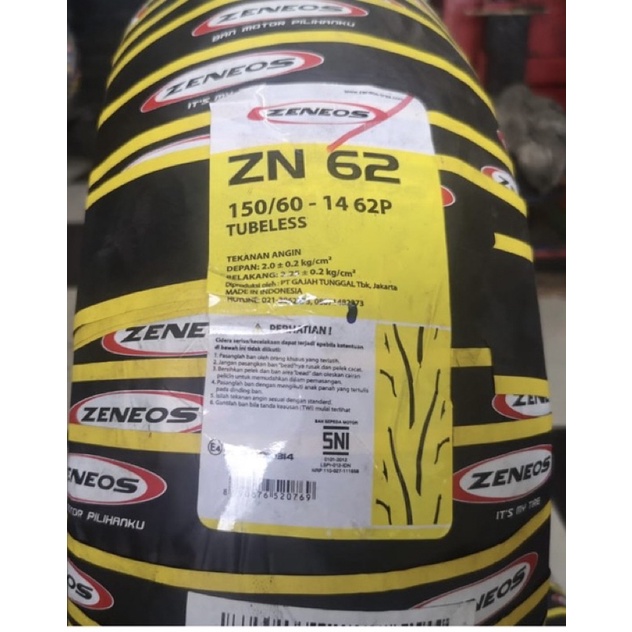 Terlaris Ban Zeneos Zn62 150/60 Ring 14 Tubeless