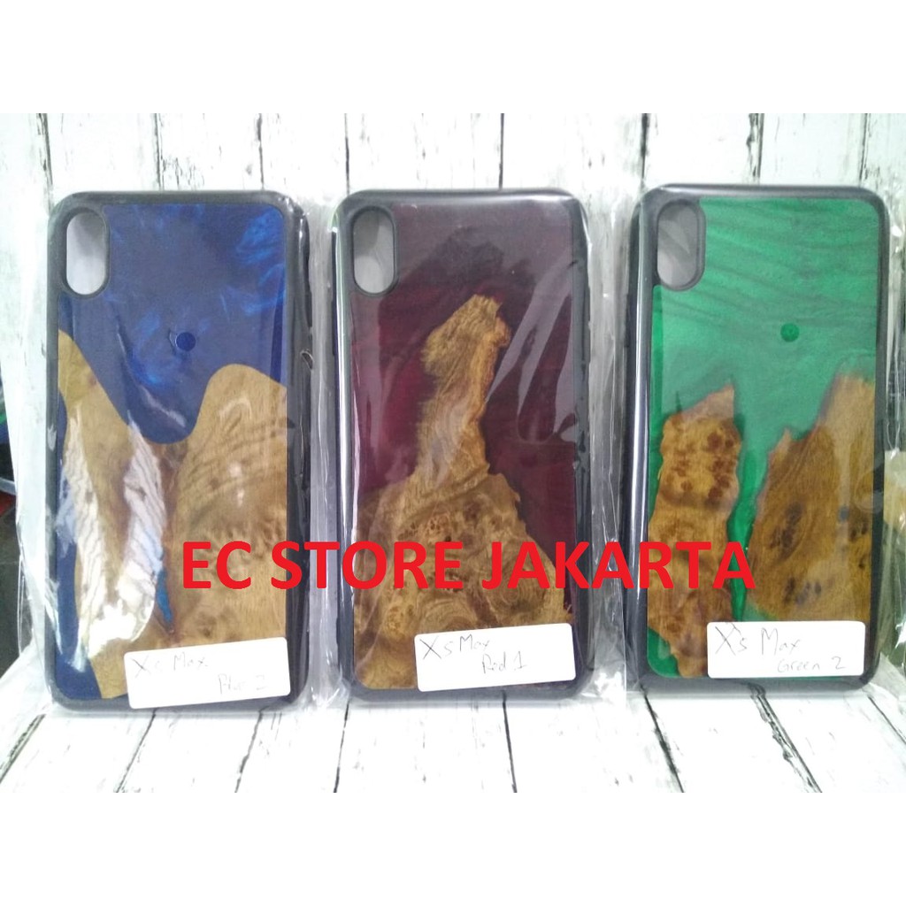 Wood Resin Case iPhone Samsung Huawei Xiaomi Oppo Casing Handphone