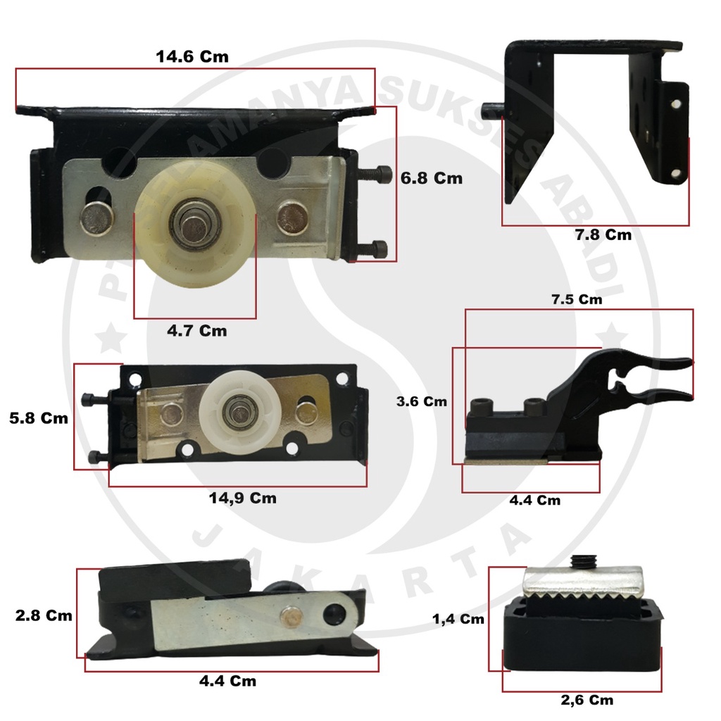 Rel & Roda Pintu Sliding / Geser 2 Pintu Winston YIMING Lemari