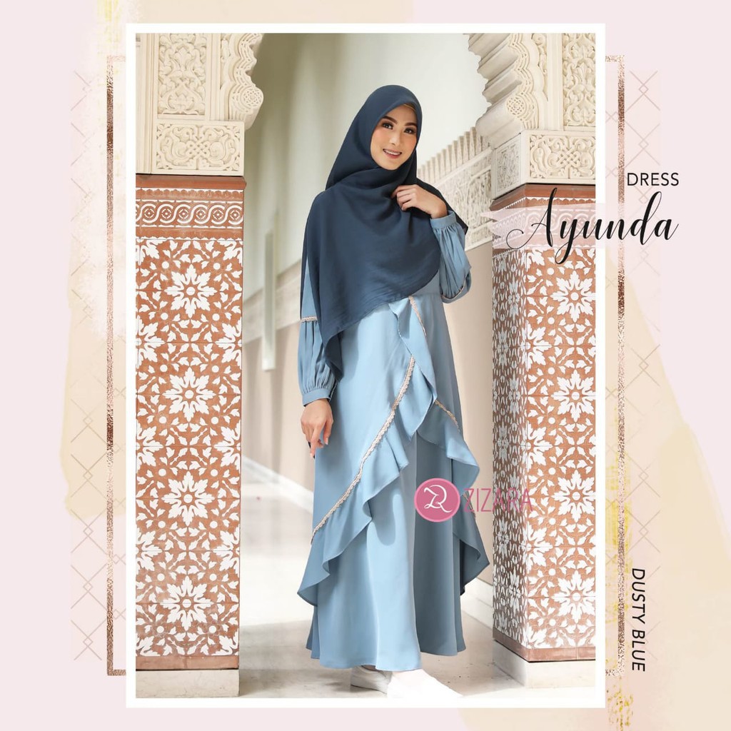 AYUNDA DRESS DUSTY BLUE XS || Gamis Syari Original By Zizara