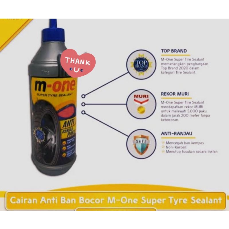 Cairan ban tubles anti ranjau paku m-one 350 ml 100 % original untuk ban tubles motor dan mobil