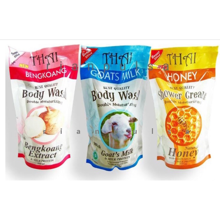 THAI Goats Milk Bengkoang Refill Sabun Mandi Cair susu kambing pemutih pencerah lembut Rice Honey