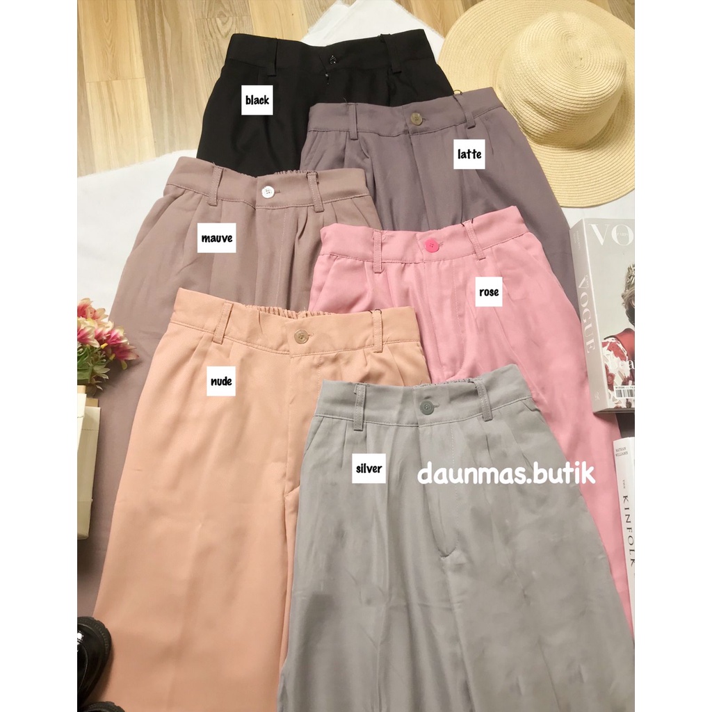 1KG MUAT 5PCS | LOOSE PANTS TROUSERS WANITA CELANA ANTI KUSUT SUPER FLOWY HITS OOTD SELEBGRAM