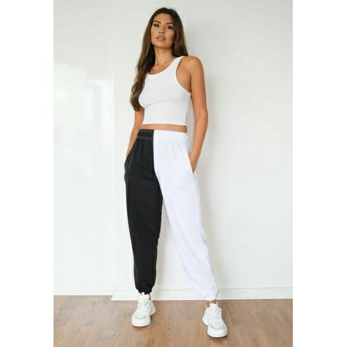 Celana Jogger black &amp; white pants // celana jogger pria wanita