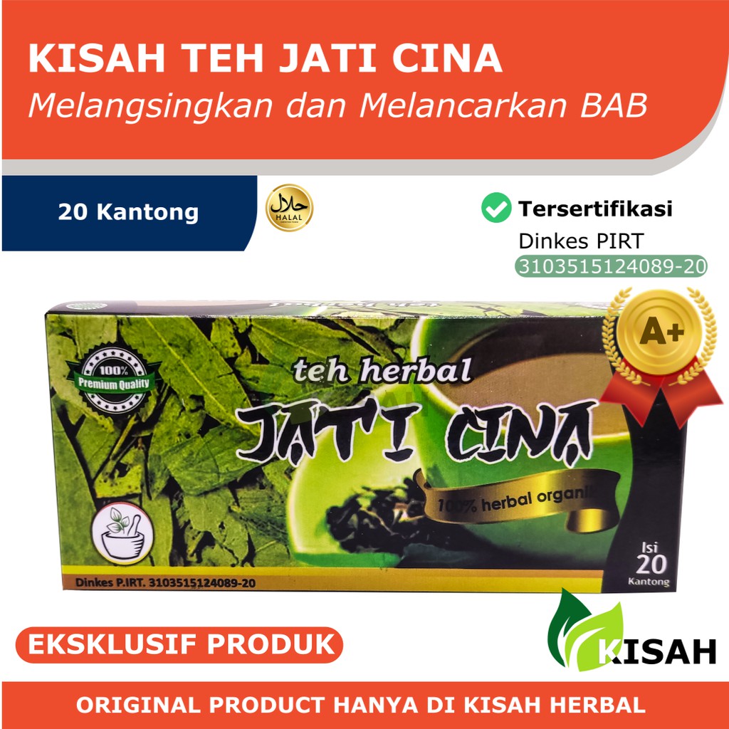 KISAH Teh Jati Cina Celup Premium Grade A+ 20 Kantong - Daun Senna Pelangsing (Diet) Peluluh Lemak