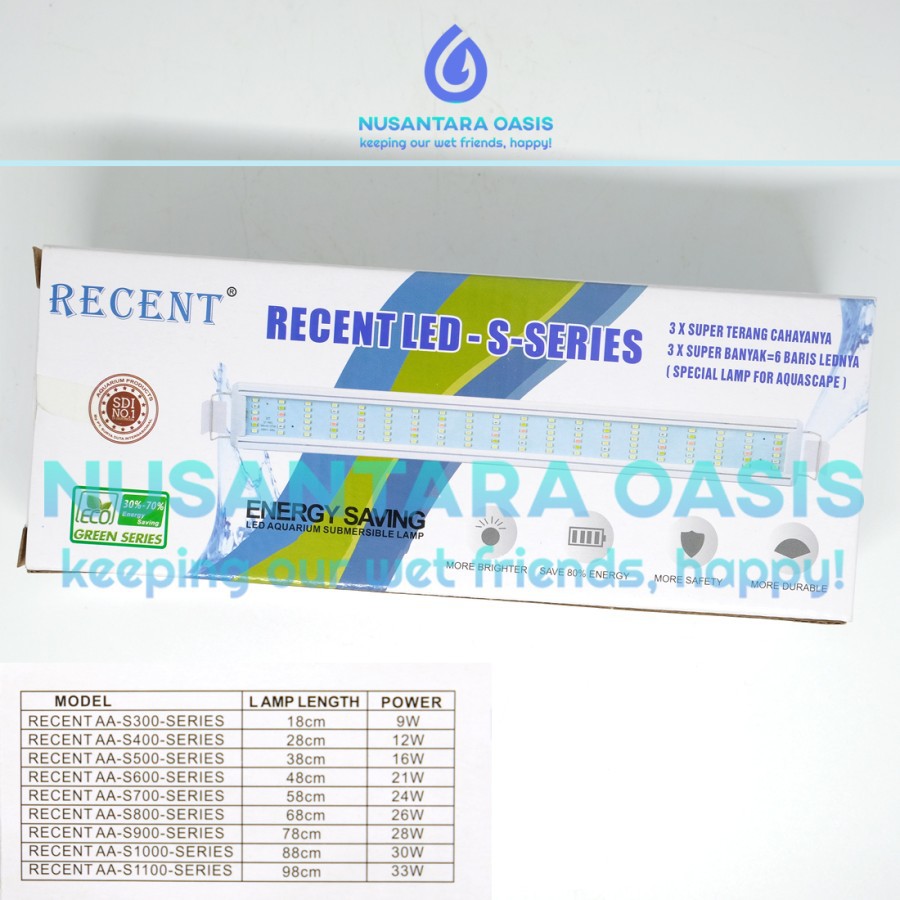 LAMPU LED RECENT S800 S-800 26W AQUASCAPE AQUARIUM S-SERIES LOW WATT