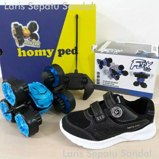 Homyped Imagine 02 Sepatu Sekolah Anak Hitam Putih Berhadiah flex car