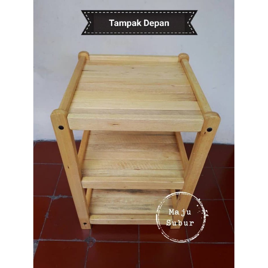 Rak Meja Kayu Susun 3 Dispenser Magic Com Serbaguna  Murah