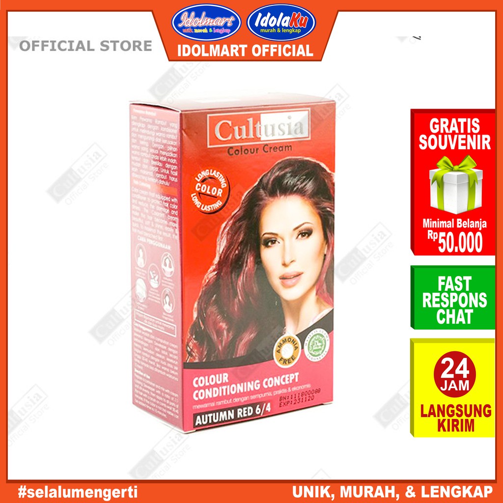 IDOLAKU Pewarna rambut Cultusia Hair Color Autum Red 6/4 30 ML