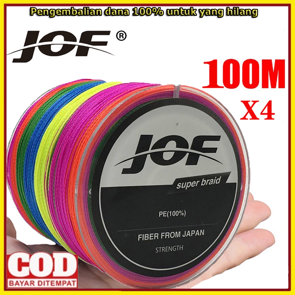 Senar Pancing X4 PE JOF 100-300M Anti Gigitan Kuat Garis Fishing Line Pancing 100% Tali Pancing Asli 4 Tali PE Dikepang Panjang 100 Meter Ketangguhan 2-68 kg Senar Casting Kuat 4X PE Senar Pancing  Kepang Fishing Line Pe  Untuk Air Laut Fishing Gear