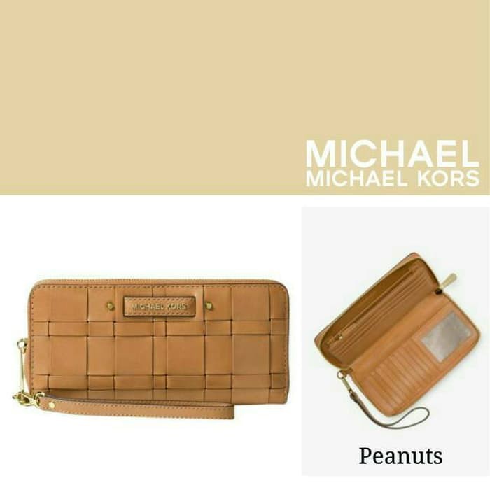 DOMPET WANITA MICHAEL KORS VIVIAN WOVEN LTHR CONTINENTAL WLT ORIGINAL