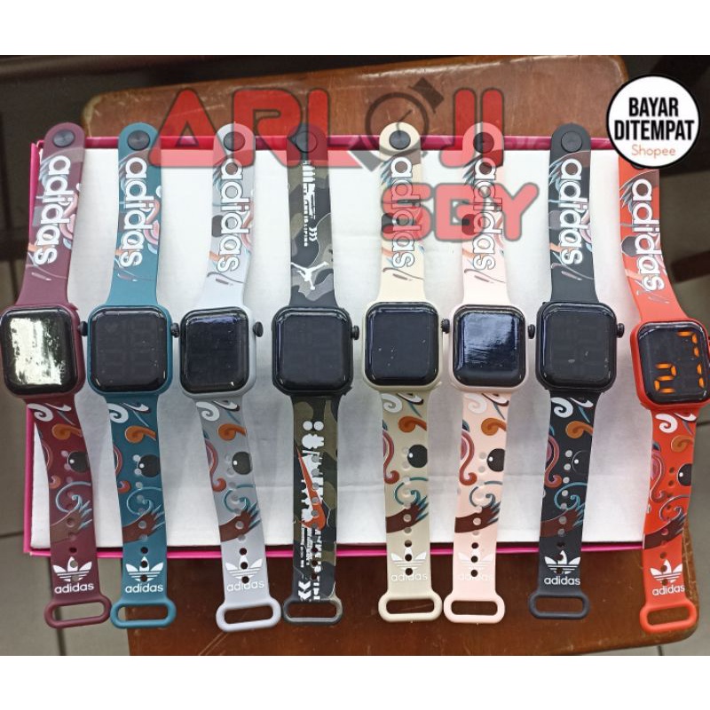 JAM LED WATCH MOTIF RUBBER STRAP GROSIR MURAH / JAM IMPORT