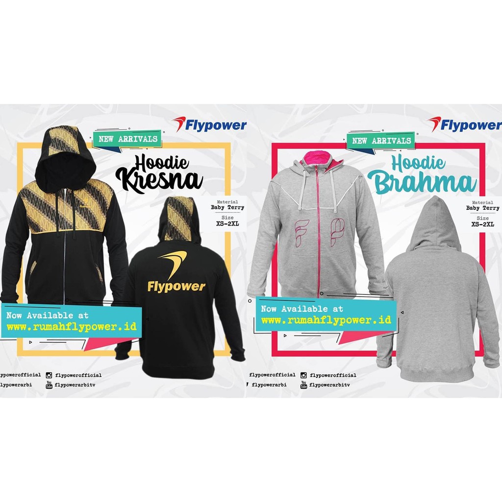 Jaket Flypower Kresna Hoodie Sporty Brahma (Grey) & Kresna (Black)