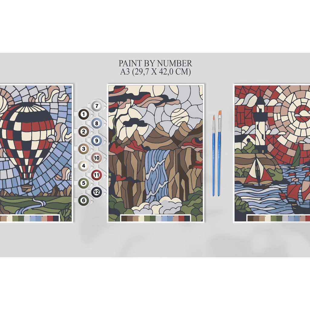 

Paint By Number Kit A3, STAINED GLASS