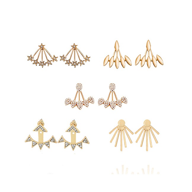 LRC Anting Tusuk Fashion Water Droplets Alloy Geometry Water Droplets Full Of Split Ear Studs F59988
