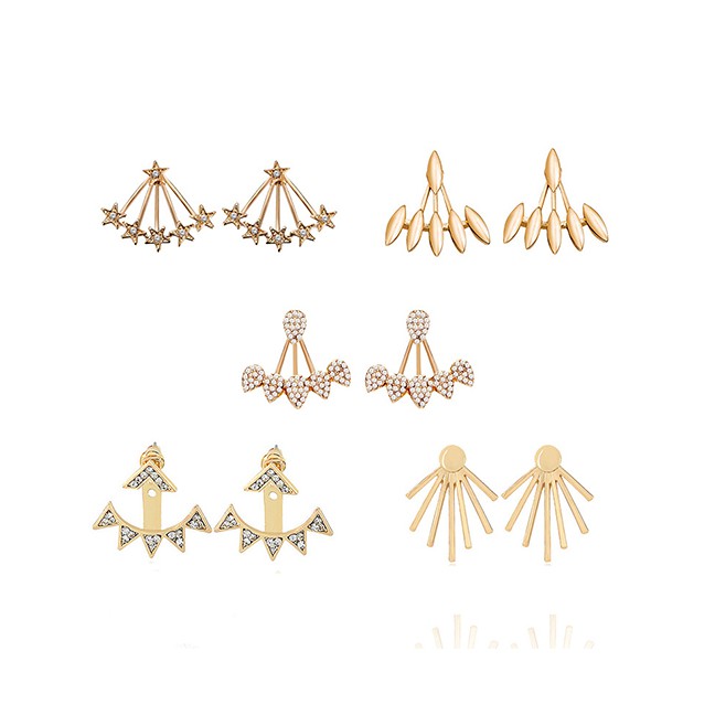 LRC Anting Tusuk Fashion Water Droplets Alloy Geometry Water Droplets Full Of Split Ear Studs F59988