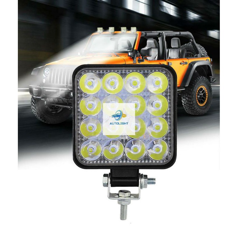 Lampu Tembak Sorot LED Worklight 16 Mata / 27W 12V&amp;24V Kotak &amp; Bulat/ Mobil &amp; Motor