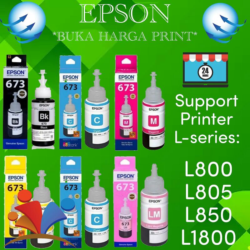 Tinta Epson 673 Original L800 L805 L850 L1800.