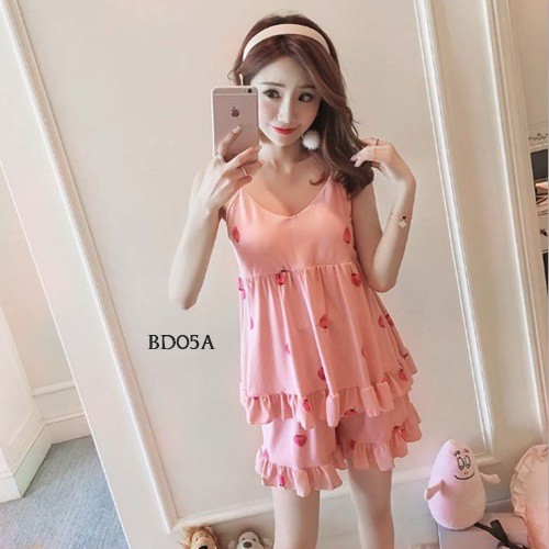 [READY STOCK] BAJU TIDUR IMPORT PIYAMA KOREA BABYDOLL PEACH BD05A