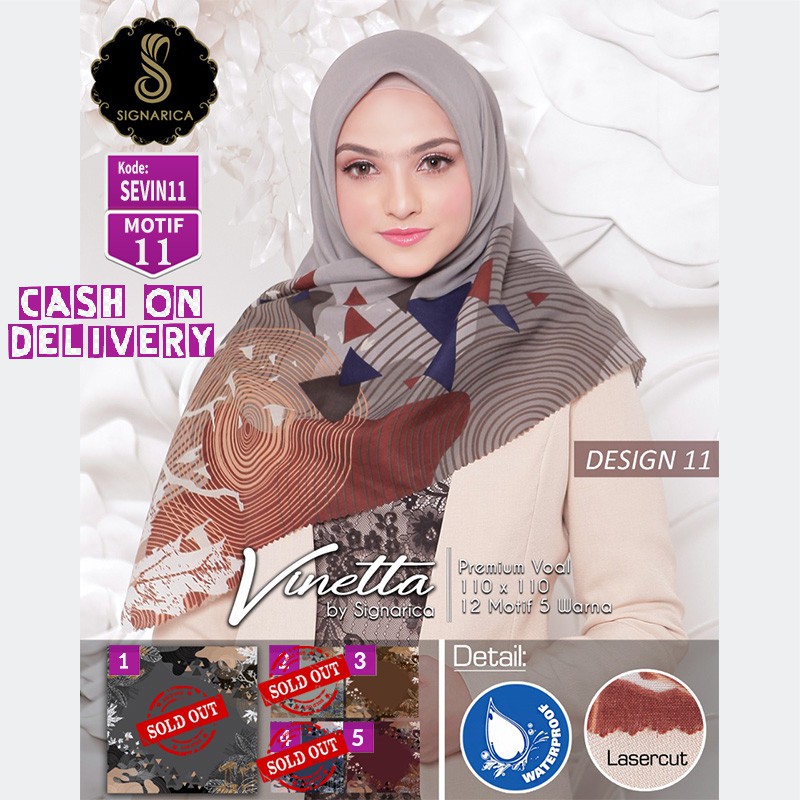 SEVIN11 - Jilbab Segi Empat Vinetta Motif 11 By Signarica Scarf