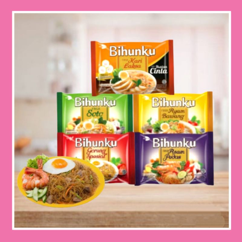 Jual Bihunku Bihun Instant Rasa Asam Pedas Soto Ayam Goreng Spesial Kari Laksa Ayam Bawang Gr