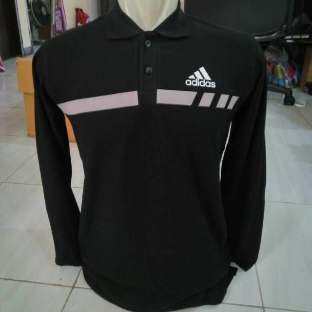 Polo shirt adidas lengan panjang - hitam